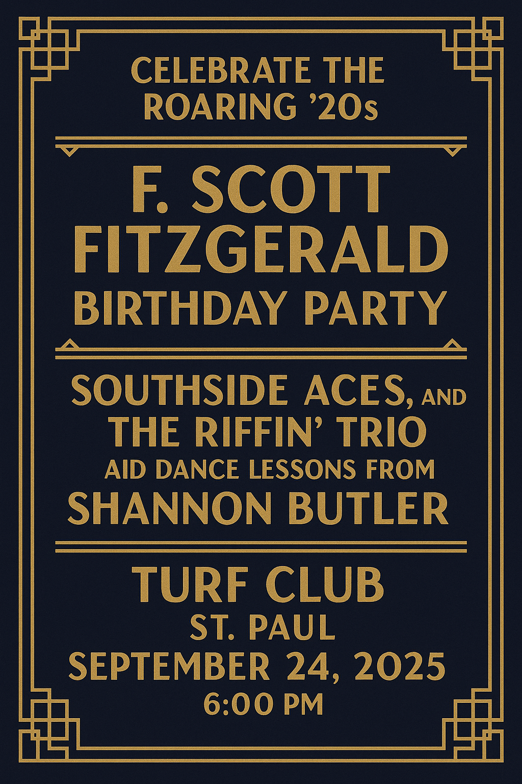 F Scott Fitzgerald Birthday Party at the Turf Club