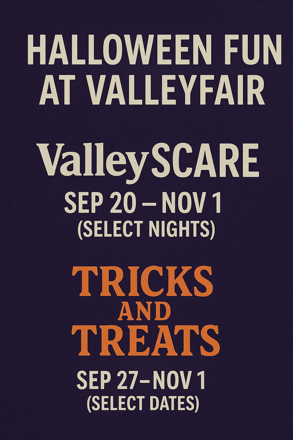 Valleyfair Halloween 2025 - Valleyscare and tricks and treats